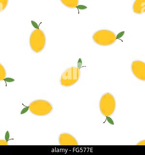 Limoni su uno sfondo bianco. Seamless sfondo vettoriale Illustrazione Vettoriale