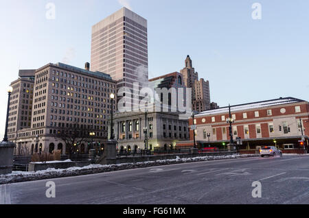 Centro di Providence visto a sunrise. Foto Stock