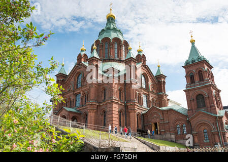Uspenski cattedrale ortodossa (Uspenskin katedraali), Kanavakatu, Helsinki, regione di Uusimaa, la Repubblica di Finlandia Foto Stock