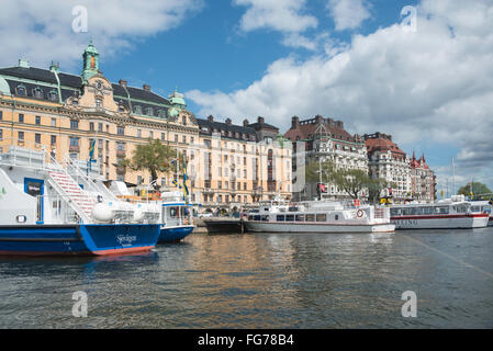 Lungomare presso Strandvägen, Östermalm District, Stoccolma, il Regno di Svezia Foto Stock