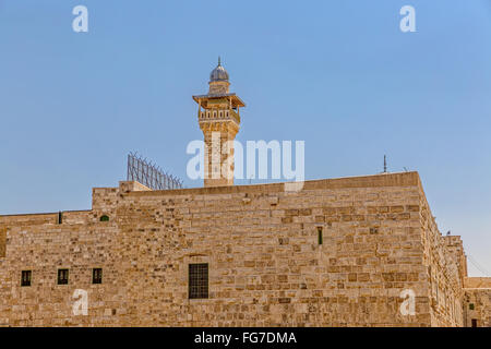 Salomone il tempio e la Moschea di Al-Aqsa minareto Gerusalemme Foto Stock