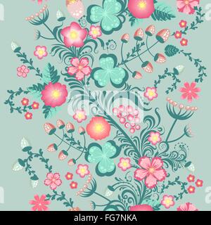 La molla floral seamless pattern in tenui colori pastello Illustrazione Vettoriale