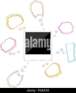 Polaroid telai e svuotare il cloud isolato su bianco Foto Stock