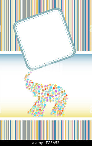 Buon compleanno card con graziosi elephant mada dai fiori Foto Stock