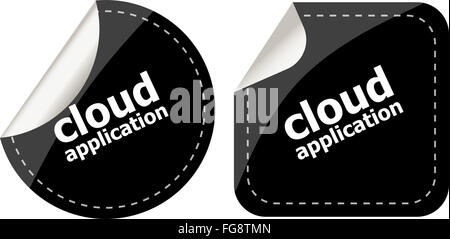 Applicazione cloud adesivi nero etichetta set di tag Foto Stock