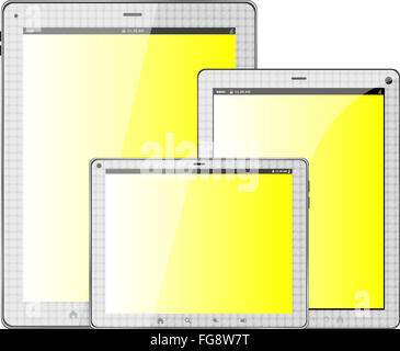 Notebook, Tablet PC isolati su sfondo bianco Foto Stock