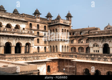 Orchha Fort, Raja Mahal, Orccha, Madhya Pradesh, India, Asia del Sud Foto Stock