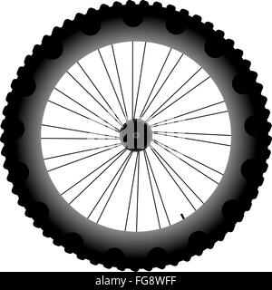 Ruota di bicicletta con pneumatici e raggi isolati su sfondo bianco. vettore Foto Stock