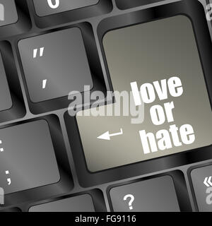 Amore o odio relazioni impressioni di comunicazione delle valutazioni recensioni computer tasto della tastiera Foto Stock