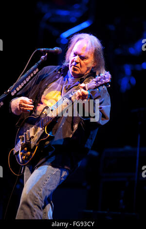 Neil Young effettuando al Glastonbury Festival 2009, Somerset, Inghilterra, Regno Unito. Foto Stock