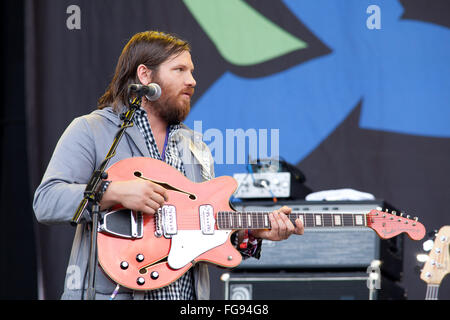 Fleet Foxes sulla fase della piramide al Glastonbury Festival 2009, Somerset, Inghilterra, Regno Unito. Foto Stock