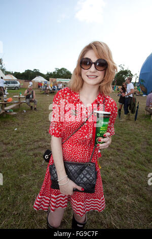 Nicola Roberts da 'Girls Aloud' backstage al Glastonbury Festival 2009, Somerset, Inghilterra, Regno Unito. Foto Stock