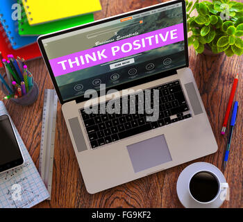 Pensare positivo concetto su laptop moderno schermo. Foto Stock