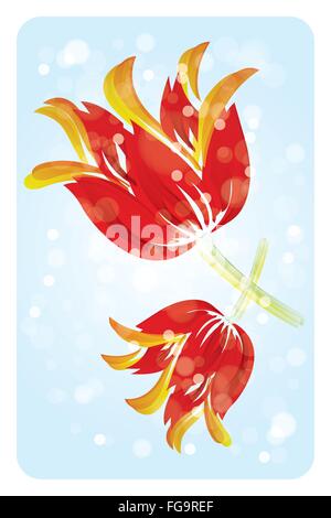 Tulip illustrazione in ottica ad acquerello - arte poster Illustrazione Vettoriale