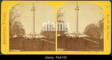 Questa fotografia, scattata da William M. Chase, mostra il monumento a Washington, con vista sul monte Vernon e Washington Place. L'immagine offre la documentazione storica di questi punti di riferimento alla fine del XIX secolo. Foto Stock