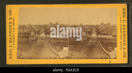 Questa vista stereoscopica dalla Centennial Exhibition di Filadelfia offre una prospettiva visiva unica della Fiera Mondiale del 1876. Cattura viste dettagliate della fiera e delle mostre in 3D, uno sguardo unico sulla storia americana del XIX secolo. Foto Stock