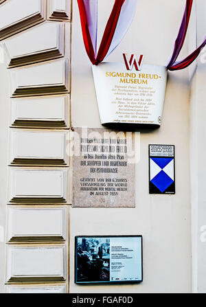 Ex casa di Sigmund Freud, il padre della psicoanalisi, Berggasse 19, Vienna, Austria, ora un museo Foto Stock