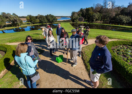 Tour a Piedi di Middleton Place Plantation vicino a Charleston, Carolina del Sud Foto Stock