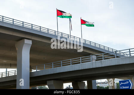 La Giordania bandiere di Amman Foto Stock