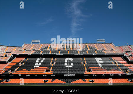 Si erge in Mestalla stadio, casa di spagnolo La Liga lato Valencia CF, Valencia, Spagna. Foto Stock