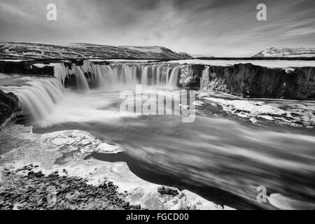 Godafoss in inverno, Fossholl, Regione del Sud, Islanda Foto Stock
