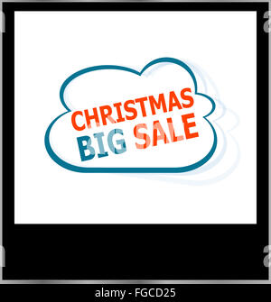 Natale grande vendita parola cloud su photo frame, isolato Foto Stock