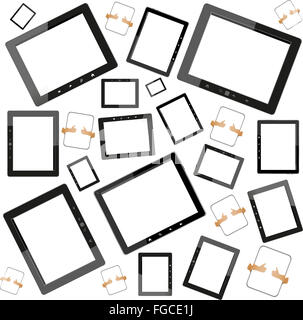 Set di tablet Pc con schermo bianco su sfondo bianco Foto Stock