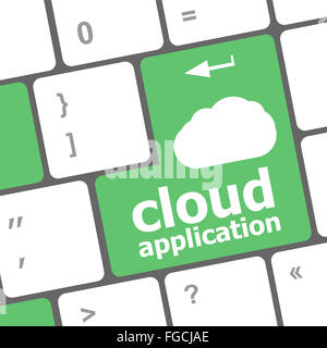 Applicazione cloud parole concetto sul tasto della tastiera Foto Stock