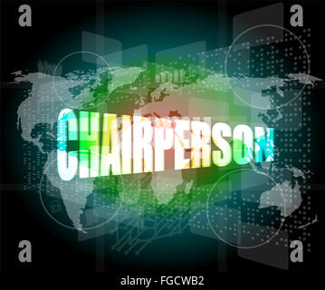 Il concetto di business: parola presidente su schermo tattile digitale Foto Stock