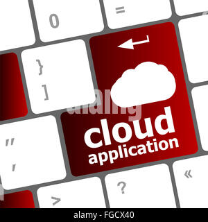 Applicazione cloud parole concetto sul tasto della tastiera Foto Stock