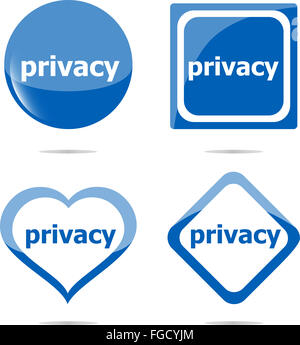 Adesivi set etichette tag business con parola privacy Foto Stock