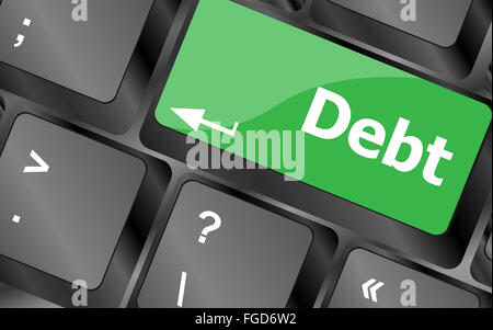 Tastiera del computer il tasto del debito, la concezione di business Foto Stock