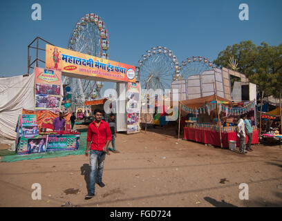 Parco di divertimenti a Pushkar camel festival, Rajasthan, India Foto Stock