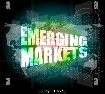Parola di marketing emergenti sul digitale touch screen di business Foto Stock