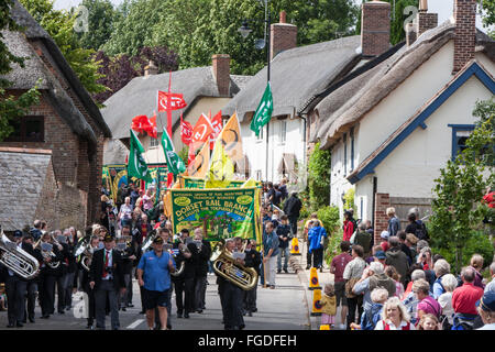 A Tolpuddle martiri Festival.Sindacali rally di raccolta si tiene ogni anno nel mese di luglio in Dorset villaggio di Tolpuddle,l'Inghilterra,l'Europa. Foto Stock