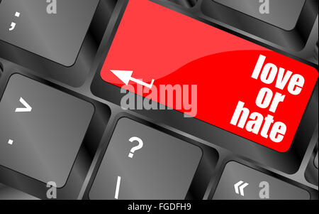 Amore o odio relazioni impressioni di comunicazione delle valutazioni recensioni tastiera del computer chiave, Foto Stock