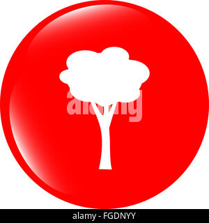 Tree icona sul pulsante rotondo nero collezione Illustrazione originale Foto Stock