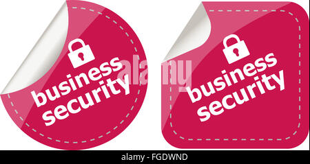 Business Security stickers etichetta tag set isolato su bianco Foto Stock