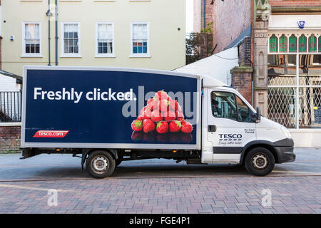 Tesco Home Delivery Van, Nottingham, Inghilterra, Regno Unito Foto Stock