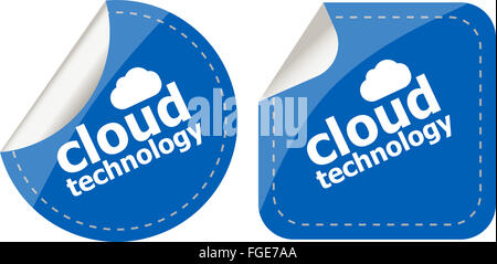 Applicazione cloud stickers etichetta tag set isolato su bianco Foto Stock