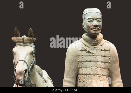 Museo i Guerrieri di Terracotta Cavalryman con la sua sellati War-Horse Mausoleo del primo imperatore di Qin Xian Provincia di Shaanxi Cina Foto Stock