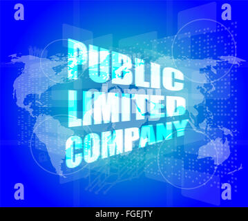 Public limited company su schermo tattile digitale Foto Stock