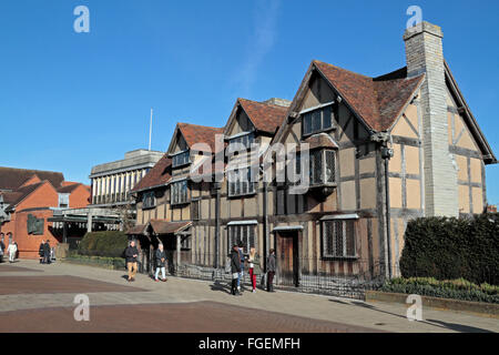 William al luogo di nascita di Shakespeare su Henley Street, Stratford Upon Avon, Warwickshire, Inghilterra, Regno Unito. Foto Stock