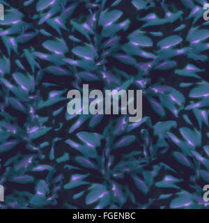 Collage digitale tecnica stile tropicale intricati foglie floreali motif design pattern in vividi colori blu. Foto Stock