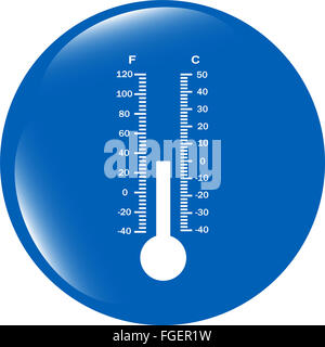 Termometro web pulsante icona isolati su sfondo bianco Foto Stock