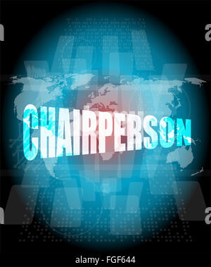 Il concetto di business: parola presidente su schermo tattile digitale Foto Stock