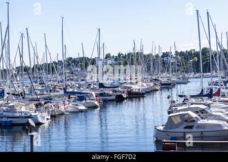 Barche al porto di Oslo, Norvegia Foto Stock