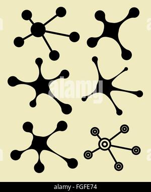 Sociale le connessioni di rete. Set di icone di piatto con cerchi. Illustrazione Vettoriale. Illustrazione Vettoriale