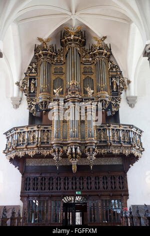 Organo interno chiesa Trefaldighetskyrkan, Kristianstad, Skåne (Scania), a sud della Svezia, Svezia, Scandinavia, Europa Foto Stock