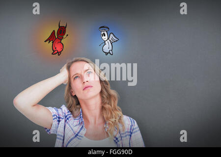 Immagine composita di pensosa pretty hipster Foto Stock